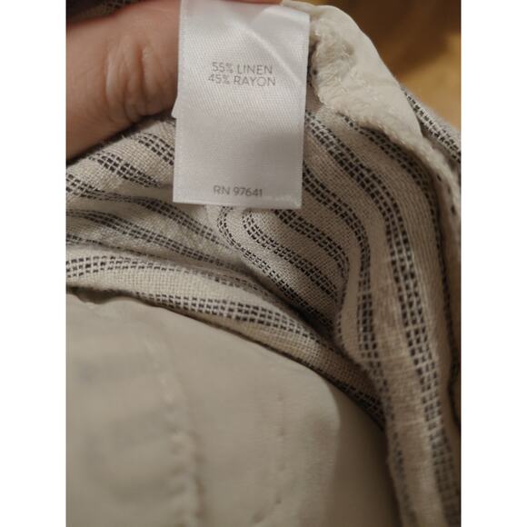 J Jill Wide Leg Linen Pinstripe Cropped Ankle Pants Sz 2X Cream and Denim Blue - Picture 8 of 8